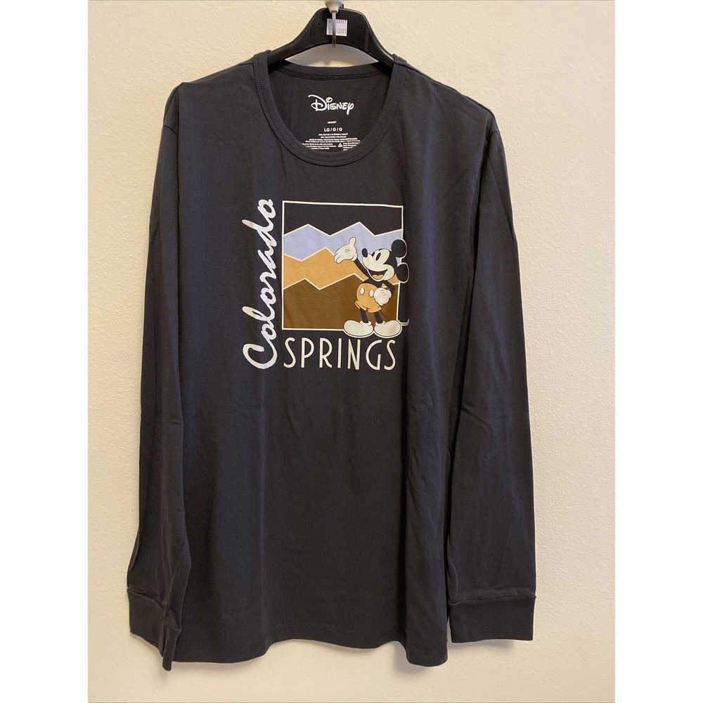 MEN'S T-Shirt Disney Mickey Mouse "COLORADO SPRINGS" Sz L Long Sleeve Pre-Owned